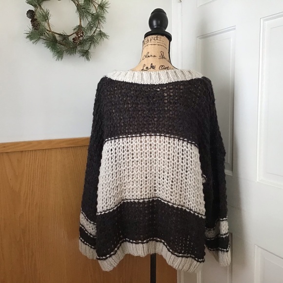 Free People Charcoal Monaco Pullover Open Knit Stitch Alpaca/Wool Blend Sweater - Picture 12 of 15